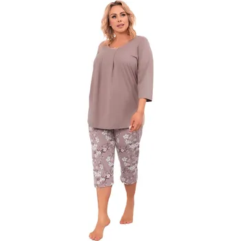 Dámské pyžamo Dámské pyžamo ITALIAN FASHION OSZIMA 3/4+3/4 cappuccino/print L 0