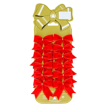 Vánoční dekorace Vánoční ozdoba mašle, červená, velur, 12 ks 67016 17