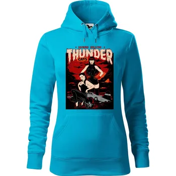 Dámská mikina DOBRÝ TRIKO Dámská mikina s potiskem Thunder cats Velikost dámské mikiny: L, Barva: Tyrkysová