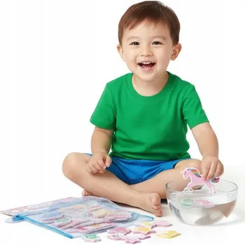 HRAČKA DO VANY VZOR JEDNOROŽCI SAMOLEPKY PĚNOVÉ DO VANY S ORGANIZÉREM