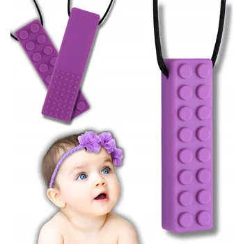 Náhrdelník GRYZAK LOGOPEDYCZNY TERAPEUTYCZNY SENSORICKÝ NÁHRDELNÍK KOSTKA FIALOVÁ