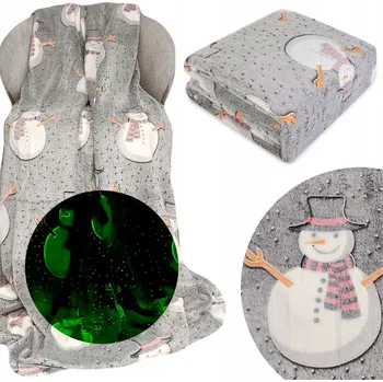 deka Vánoční deka 150x200 SVÍTÍCÍ ve tmě mikrovlákno Peter sněhuláci