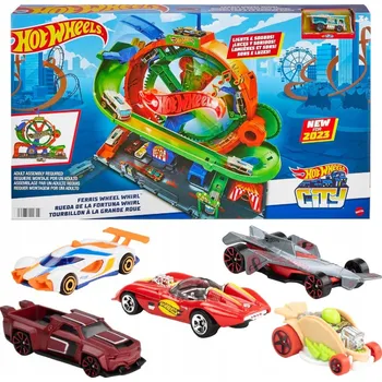 autodráha HOT WHEELS AUTODRÁHA SMYČKA ĎÁBELSKÉ KOLO ZVUK + 6 AUTÍČEK