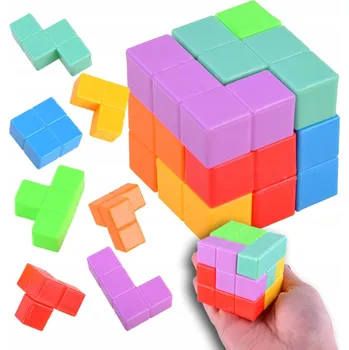 Hlavolam TETRIS KOSTKA 3D PUZZLE LOGICKÁ HRA EDUKAČNÍ BAREVNÁ PRO DĚTI