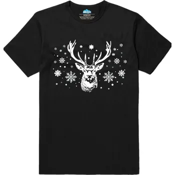 Pánské tričko Pánské tričko Jelen ve Sněhu (Velikost: M, Barva: Černá)