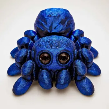 Hýbací chlupatý pavouk z 3D tiskárny | Svíčkománie3D | Barva: Modro-černá lesklá