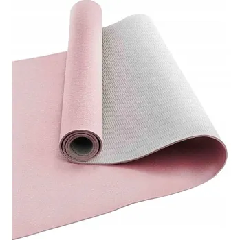 podložka na cvičení Podložka na jógu TPE šedo-růžová protiskluzová na jógu a pilates