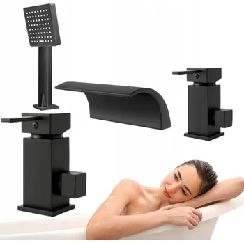 Vodovodní baterie Dvoukohoutková vanová a sprchová baterie na okraj vany Silla Cascade černá