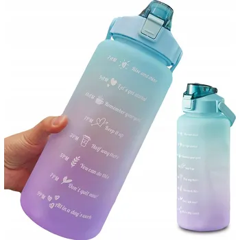 Láhev VELKÝ LAHEV NA PITÍ S BRČKEM NA VODU, LÁHEV S RUKOJETÍ A MOTIVAČNÍ ODMĚRKOU 2 L