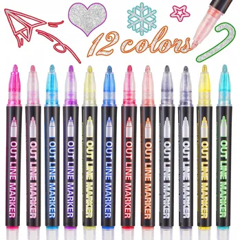 MAGICKÉ POPISOVAČE FIXY S DVOJITOU LINII, METALICKÉ, KONTUROVACÍ, BROKÁTOVÉ