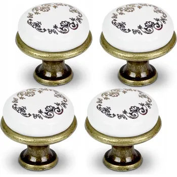 Nábytkové kování 4x PORCELÁNOVÁ ÚCHYTKA KNOFLÍK RETRO NA NÁBYTEK