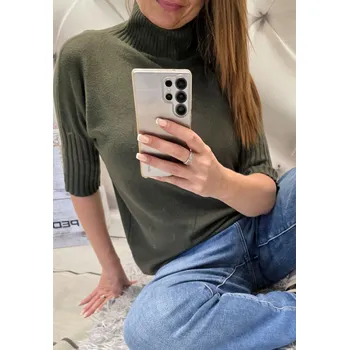 Dámský svetr Svetr stojáček khaki