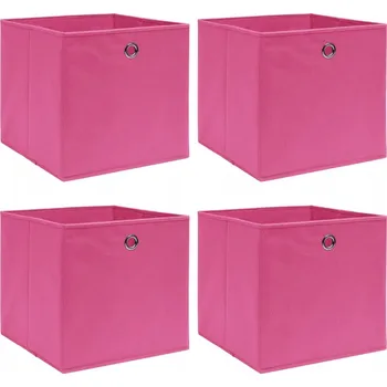 Úložný box Skládací úložné boxy 32x32x32 růžové, 4 ks