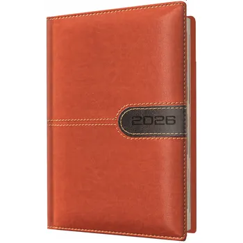 Kalendář KALENDÁŘ A5 2026 TÝDENNÍ KNIŽNÍ RAŽBA OBÁLKY HNĚDÝ