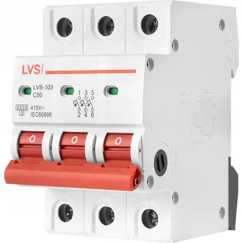 vypínač JIŠTIČ NADPROUDOVÝ 3P C 50A 6KA LVS LVS-103-C50