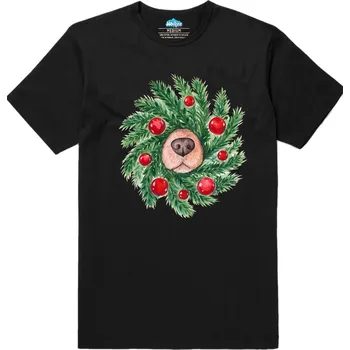 Pánské tričko Pánské tričko Vánoční Psí Věnec (Velikost: M, Barva: Černá)