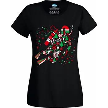 Dámské tričko Dámské tričko Vánoční Potápěč (Velikost: XXL, Barva: Černá)