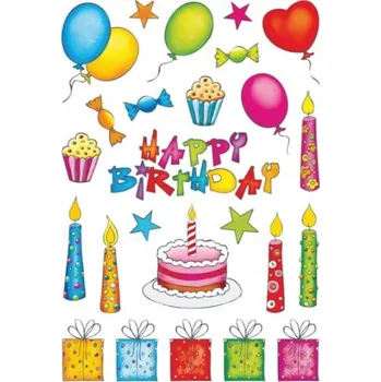 Party dekorace HERMA SAMOLEPKY MOTIVAČNÍ BROKÁTOVÉ NAROZENINY DORT DÁRKY SVÍČKY BALÓNKY