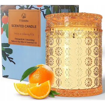 Svíčka Sklenice Sklo Vonná svíčka Vůně pomeranče Relaxační 200g