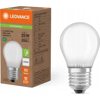 Žárovka LED žárovka Kulička E27 P45 1,2W = 25W 255lm 4000K Neutrální bílá 330° Ledvance