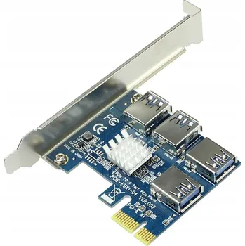 IP kamera Adaptér Riser PCI-E 1x na 4x USB 3.0 pro těžební rig