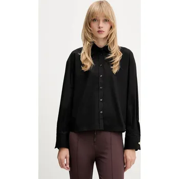 Dámská košile Bavlněná košile HUGO Elma dámská, černá barva, relaxed, s klasickým límcem, 50550548 99X, vel. 38