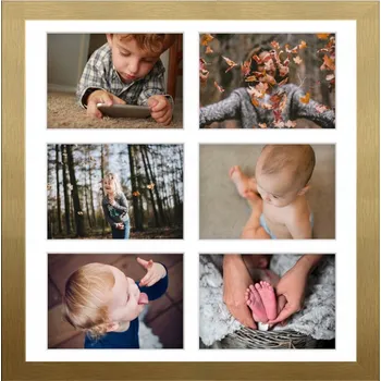 Obraz Rámeček na 6 fotografií Hekla 40x40x6 MDF galerijní zlatý 1 Ks .