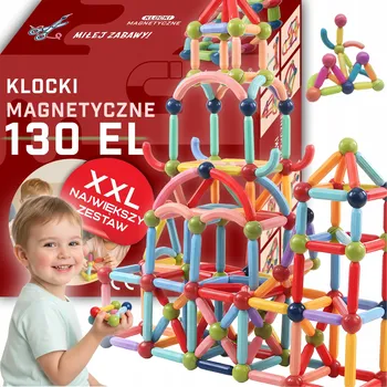 ostatní stavebnice Magnetické 3D stavební stavebnice pro děti, 130 dílů, edukativní válečky