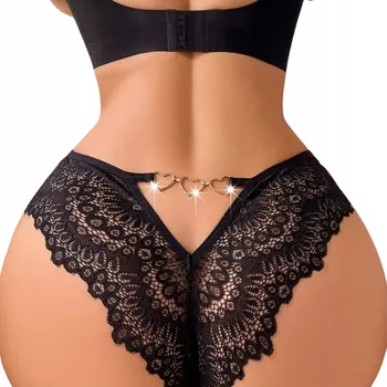 Kalhotky ČERNÉ DÁMSKÉ KRAJKOVÉ KALHOTKY BRAZILSKÉ KALHOTKY KALHOTKY SRDCE VALENTÝNA 38 M