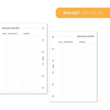 Diář Fleppi Náplň do diáře - Záznamy návštěv Vyberte velikost náplně: Pocket