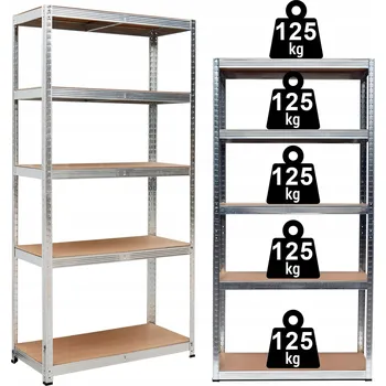 Dílenský regál Kovový skladový regál Gockowiak 150 x 75 x 30 cm, nosnost až 125 kg na polici
