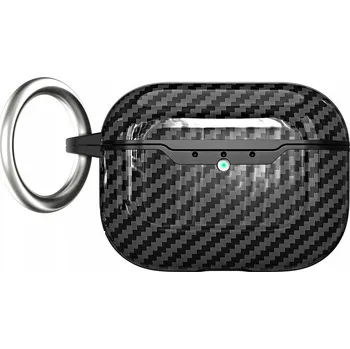 Příslušenství pro sluchátka POUZDRO NA SLUCHÁTKA PRO APPLE AIRPODS PRO 3 CARBON + KARABINA