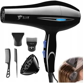 Fén Fén na vlasy s IONIZACÍ, 3 REŽIMY, Vysoký výkon 2200W, Černý