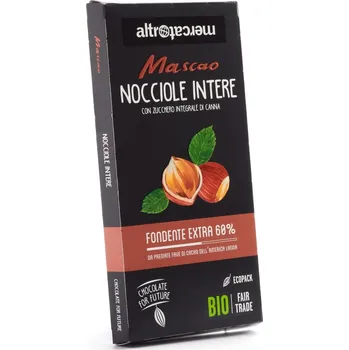 Čokoláda Bio hořká čokoláda Mascao s celými lískovými oříšky, 100 g