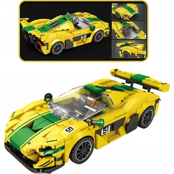 ostatní stavebnice STAVEBNICE KOSTKY - POSTAV SI SPORTOVNÍ AUTO ŽLUTÉ ZÁVODNÍ AUTO