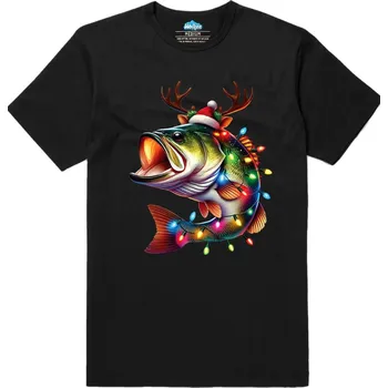 Pánské tričko Pánské tričko Santova Svítící Ryba (Velikost: XXL, Barva: Černá)
