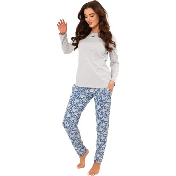 Dámské pyžamo Dámské pyžamo ITALIAN FASHION BOMA dlouhé světlá melanž/print XL 0