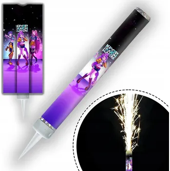 Dortová svíčka DORTOVÁ FONTÁNA DEMON HUNTERS LOVKYNĚ DÉMONŮ K-POP PRSKAVKA SVÍČKA 12cm