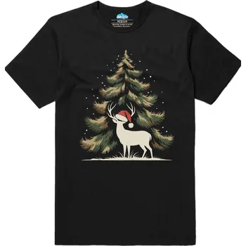 Pánské tričko Pánské tričko Vánoční Jelen v Lese (Velikost: M, Barva: Černá)