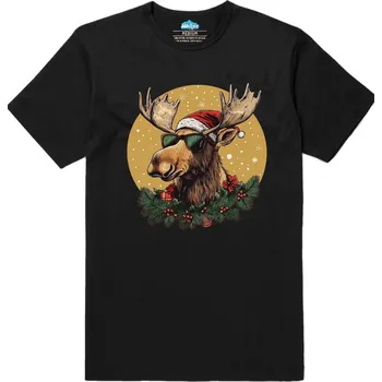 Pánské tričko Pánské tričko Vánoční Los v Brýlích (Velikost: S, Barva: Černá)