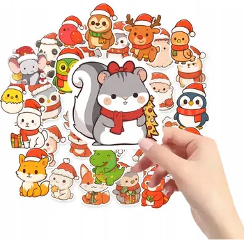 samolepka VELKÉ VÁNOČNÍ SAMOLEPKY na Vánoce jako dárek – 34 KUSŮ