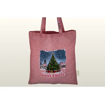 Nákupní taška GIFTE recyklovaná bavlna Veselé Vánoce dárky pod stromečkem - bavlněná taška s českým potiskem