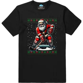 Pánské tričko Pánské tričko Santa Hokejista (Velikost: L, Barva: Černá)