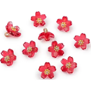 Dětské navlékací korálky Plastové korálky / přívěsky květ k výrobě bižuterie a přívěsků Ø10 mm, Balení 10 ks, Varianta 4 fialová orchidej