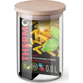 Dóza na potraviny THERMO NÁDOBA NA POTRAVINY S DŘEVĚNÝM VÍKEM 0,8 L