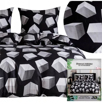 Povlečení Povlečení 200x220 3dílná sada povlaky 70x80 saténové Maria geometrické