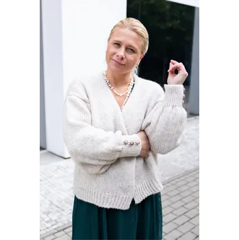 Dámský svetr Dámský klasický krátký kardigan Emma Barva: béžová