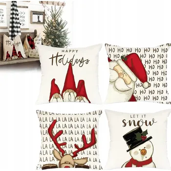 Povlak na dekorativní polštářek SADA 4X VÁNOČNÍ POVLAK NA POLŠTÁŘ NA DEKORAČNÍ POLŠTÁŘ 40X40 CM