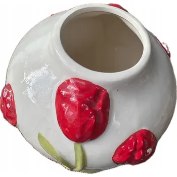 Váza KERAMICKÁ VÁZA S ČERVENÝMI TULIPÁNY