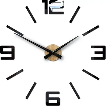 Hodiny Nástěnné samolepící hodiny City 60 cm dub přídní/černé